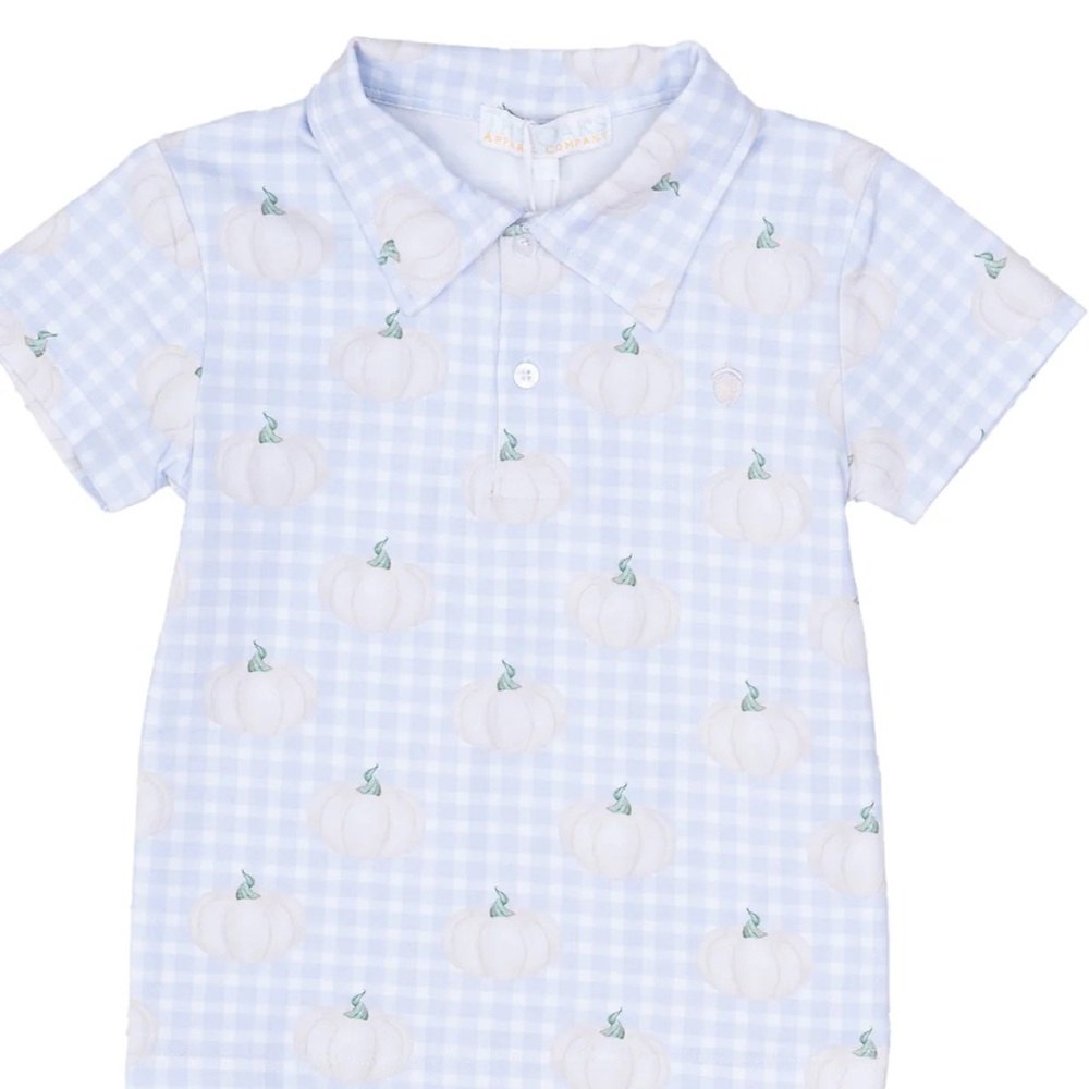 The Oaks Pumpkin patch plaid polo